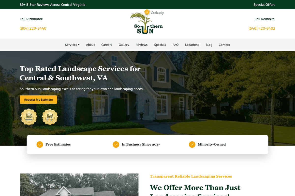 Southern Sun Landscaping home page