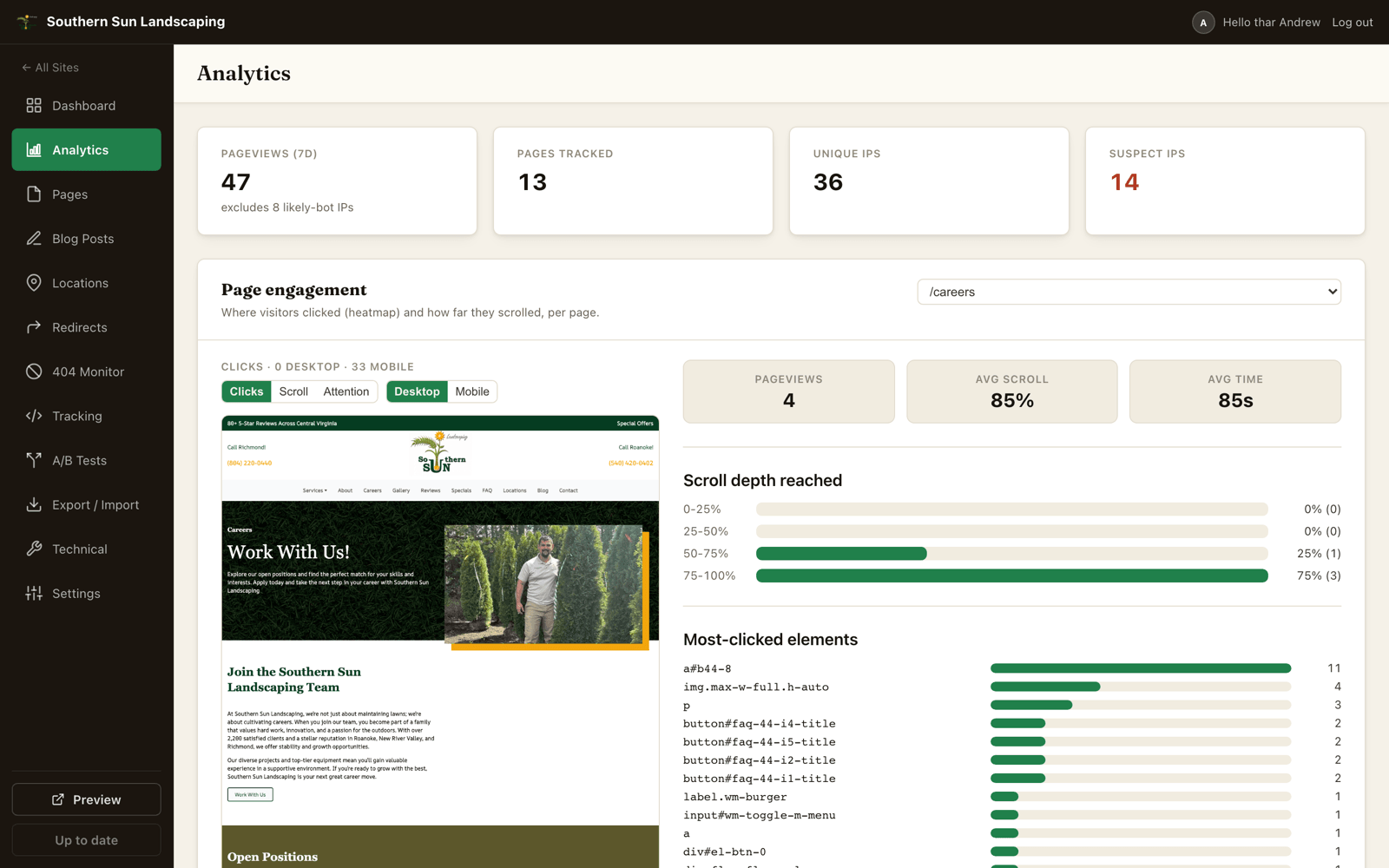 Client analytics you in Seedly Sites