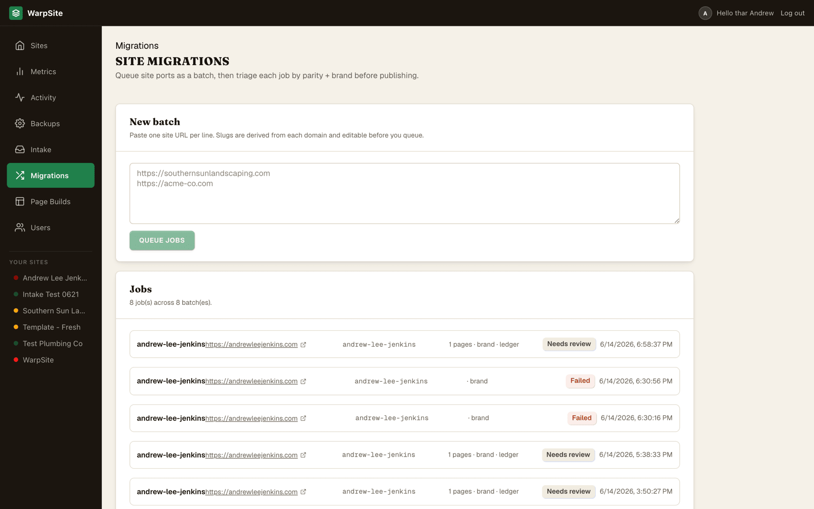 Move client sites in, in Seedly Sites
