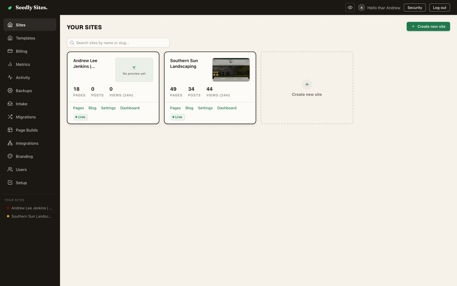 Everything you need to build and in Seedly Sites